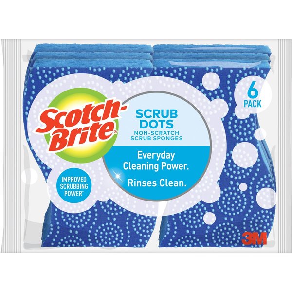 Scotch-Brite Scrub Sponges, Nonscratch, 6-1/2"x2-1/2"x4-3/4", 2, BE, PK 4 MMM203064CT